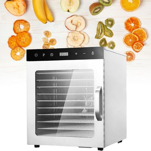 Essiccatore per Alimenti da 800 W per Frutta, Carne e Verdura, con Temperatura Regolabile da 86 a 194 ℉ e Controllo Digitale del Tempo da 0 a 24 Ore, 8 vassoi, 110 V