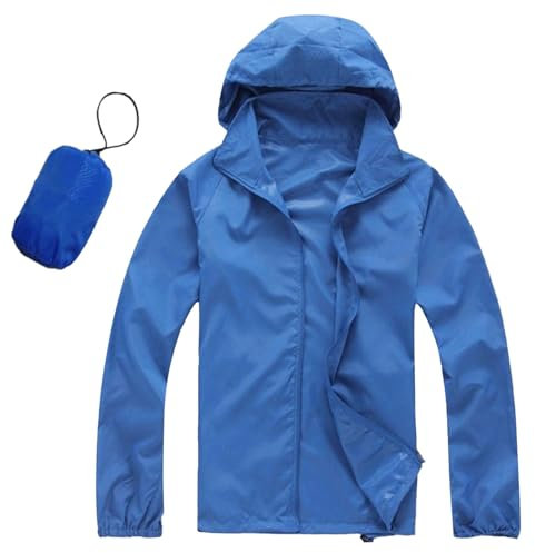 Giacca Impermea da Uomo, Giacchetto Primaverile Uomo, Giacca Antivento Impermeabile Elegante Giacca Antipioggia con Cappuccio Giacca Softshell per Campeggio, Pesca, Ciclismo