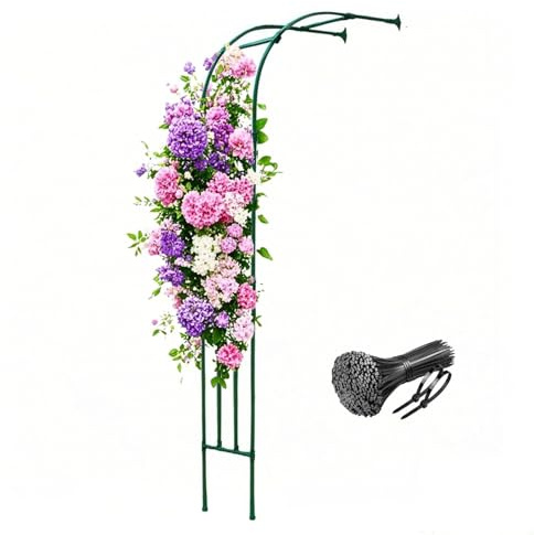 Arche de jardin pour plantes grimpantes, treillis métallique résistant aux intempéries, support extérieur et intérieur pour décoration pergola, vert, 150 x 240 cm (l x H), parfait pour les vignes et