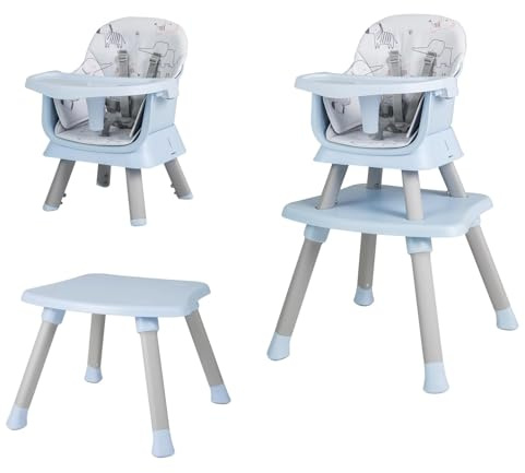 LIFEZEAL Seggiolone per Bambini, in PP, Portata 25 kg, Sedia per Bambini con Vassoio e Rivestimento in Tessuto Rimovibile, Seggiolone Combinato con Cintura di Sicurezza, 7-36 Mesi (blu)