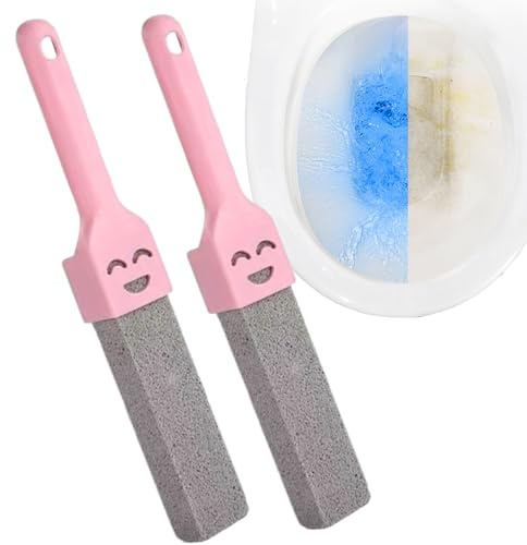 Pumice Stone Toilet Bowl Cleaner Brush with Handle, Remove Toilets Bowl Hard Water Rings, Calcium Buildup and Rust Suitable for Cleaning Toilet, Oven, Pool, Grill, Bathtubs