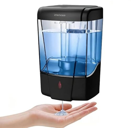 interhasa! Dispensador de jabón comercial montado en la pared, dispensador automático de jabón líquido/gel, dispensador desinfectante de jabón de manos sin contacto para cocina y baño, 600 ml, color