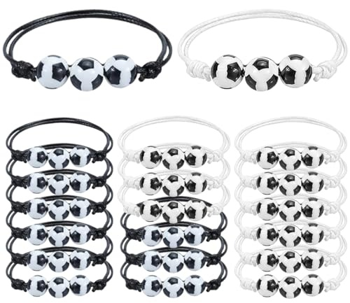 Braccialetti da calcio, 20 PCS braccialetti dell'amicizia per bambini, braccialetti regolabili per feste sportive, braccialetti per bambini regali per feste di compleanno, gadget calcio (Calcio)