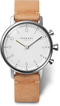 KRONABY Damen Hybrid Smartwatch Leder Beige - Saphirglas - Wasserdicht 10 ATM - Musiksteuerung, Schrittzähler, Anrufbenachrichtigung S0712/1 - Nord