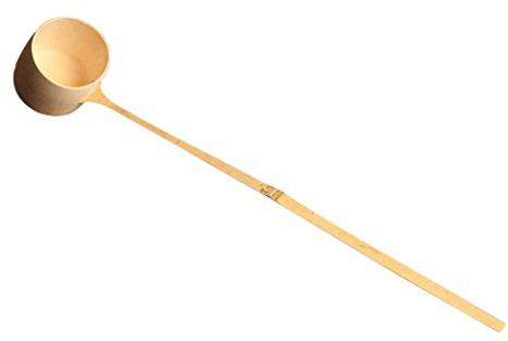 Sgerste Durable Water Dipper acqua mestolo con manico lungo cerimonia del tè giapponese forniture in bambù naturale, 2 misure, colore: marrone chiaro, L