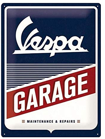 Nostalgic-Art Targa Vintage Vespa – Garage – Idea regalo per amanti degli scooter, in metallo, Design retro per decorazione, 30 x 40 cm