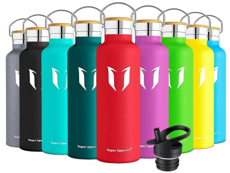 Super Sparrow Doppia Parete in Acciaio Inox Coibentato Bottiglia di Acqua -750ml - Isolante Della Borraccia - Perfetto Thermos - Privo di BPA, BPS, Ftalati