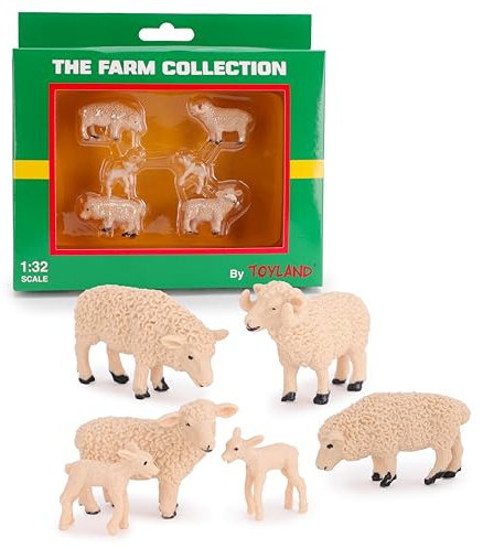 Toyland® Pack of 6-1:32 Scale Sheep & Lambs - The Farm Collection - Collectable Farmyard Animals