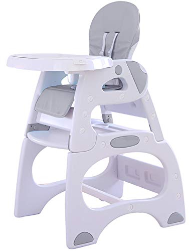 Babify Eat&Play Hochstuhl, umbaubar in Stuhl und Tisch, neigbar, doppeltes herausnehmbares Tablett, verschiedene Positionen, grauer Sitz, 1 Stück (1 Stück)