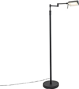 Qazqa led Design Stehleuchte, Stehlampe - Notia - Schwarz, inkl. 12W integrierter LED, 2700K, warmweiß, dimmbar, 146cm, Ideal als Wohnzimmerlampe