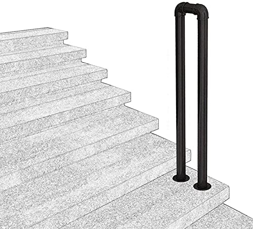 Handlauf Treppengeländer Innen Aussen Handläufe für Treppen Schmiedeeisen U-förmige Treppenhandläufe für Brüstung Treppen Balkon,Schwarz,Einfache Installation (95CM)