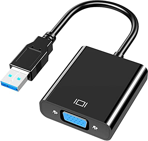 Azuxreza Adaptador USB a VGA, Adaptador USB 3.0/2.0 a VGA, convertidor de vídeo HD 1080P, Cable gráfico para PC, portátil, HDTV, Compatible con Windows XP/7/8/8.1/10(NO para Vista, Linux, Chrome)
