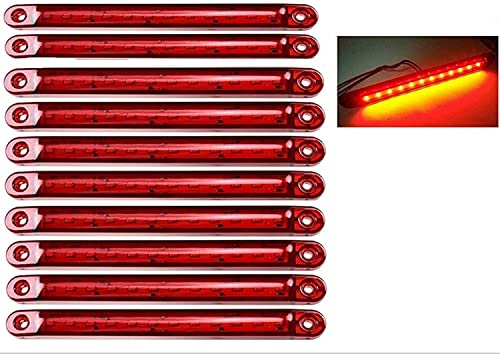 AZHU Seitenmarkierungsleuchten, Strobe LKW-Seitenleuchten10pcs Auto-Markierungsleuchten Seitenblinker Lichter 12SMD LED-Seitenlicht vorne hinten Positionsleuchten 12V24V für Auto Camper (10pcs, rot)