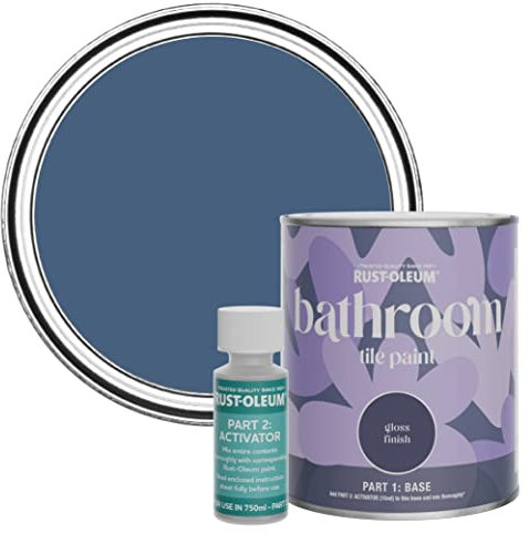 Rust-Oleum wasserfeste blau Fliesenfarbe für Badezimmer in Hochglanz Finish - Tinte Blau 750ML