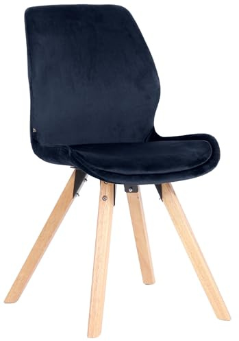 CLP Besucherstuhl Luna Kunststoff I Stoff I Samt I Kunstleder I Lehnstuhl mit Holzgestell, Farbe:blau, Material:Samt