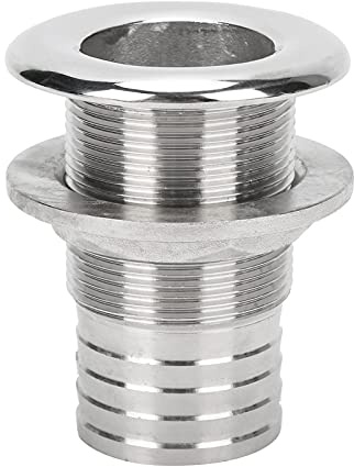 316 Edelstahl Lenzstopfen, Boot Durchgangsabfluss Verbindungsstücke Gerade Abflussarmaturen für Schiffsrümpfe Abflussverbindung für 1-1/2 Schlauch Wasserablassstopfen für Marine Boot Yacht Segel