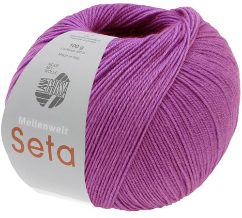 LANA GROSSA Meilenweit Seta Hilo para calcetines de alta calidad con porcentaje de seda, lavable a máquina, 55% lana virgen (merino), poliamida y seda, 100 g para tejer y ganchillo, hilo de 400 m