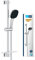 GROHE Vitalio Comfort 110, Ensemble de douche avec Douchette 2 jets, Barre de Douche 60cm, Flexible de douche 1,75m, Tablette, A coller avec GROHE QuickGlue ou à visser, Chromé, 26929001
