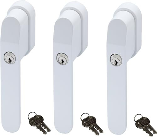 ABUS FG400W, abschließbarer Fenstergriff in weiß im Set 3 Stück, alle gleichschließend AL0145 mit sechs Schlüsseln