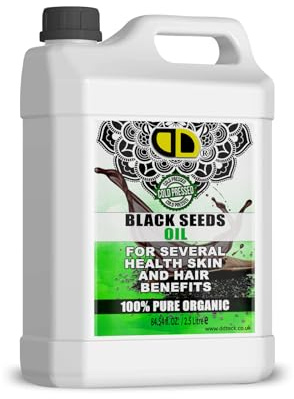 DD Teck svart fröolja kallpressad 100 % ren ekologisk naturlig olja för hårvård hudvård hårbotten massage fuktgivande konditionering skönhet rutin välbefinnande daglig näring extra (2,5 liter)