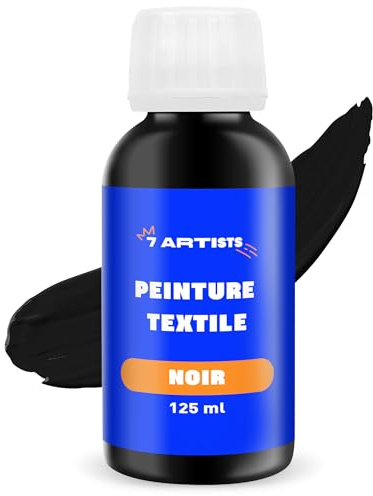 7 Artists Textilfarbe Schwarz 125 ml – Stoffmalfarben Waschfest für Kleidung, Sneaker & Leder | Permanent Textilfarbe Waschmaschinenfest | Stofffarbe ohne Bügeln für T-Shirt, Jeans & Taschen