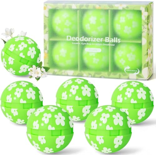 Scent-Hi Bolas desodorizantes para zapatillas de deporte, bolsas de deporte, 6 unidades, también para el hogar, taquillas, fácil Twistlock - Jazmín