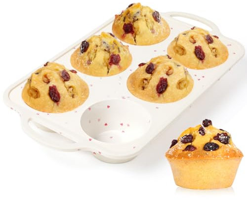 CAKETIME Jumbo Muffin Pan, Metal Reinforced Frame 3.5 Inch Large Silicone Cupcake Pan 6 Cups Large Muffin Pan with Handle Nonstick Jumbo Muffin Tin for Baking Giant Homemade Muffins, Frittatas 1 Pack