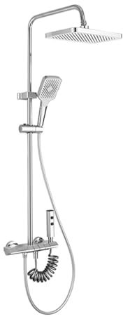 BiaoTeng Colonna Doccia con Soffione e Doccetta Miscelatore Attacco G1/2 Monocomando Rubinetto Vasca Set Doccia Parete Cromato