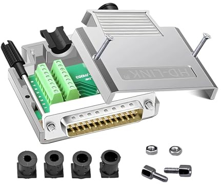 Willwewon DB25 Stecker lötlos Ultradünn 16mm, RS232 D-Sub Seriell Adapter mit robustem Metallgehäuse & Langen Schrauben