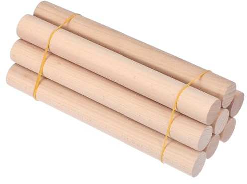 PATIKIL 1-3/8 x 12 Pouces Tige En Bois Rond, 8 Pcs Goujons En Bois Brut Bâtons Ronds En Bois Prédécoupés Tiges En Bois Pour Bricolage Projets DIY Décoration Maison, Couleur Naturelle