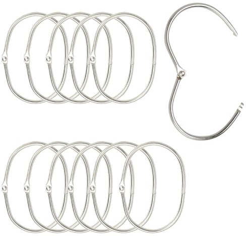 12 PCS Shower Curtain Hooks – Rust-Resistant Metal Curtain Hooks with Chrome Finish | Beaded Shower Rings for Smooth Glide on Rod | Decorative & Durable Bathroom Hooks