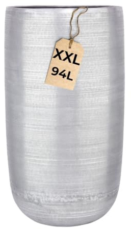 Moderner XXL-Blumentopf Camiel modern aus Aluminium in Silber 71 cm