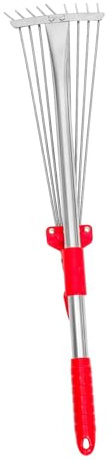 FUTUREORYY Rastrillo de Mano Retráctil de Acero Inoxidable para Jardinería Pequeño y Multifuncional para Césped y Arbustos para Limpieza Trabajo al Aire