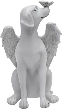 UOCAI Statue d'ange Chien Statue Chien Objets Commémoratifs et Funéraires pour Chiens Statue Jardin Exterieur Souvenir Chien Décédé Résine Ornement pour Chien Pierre Commémorative de Chien