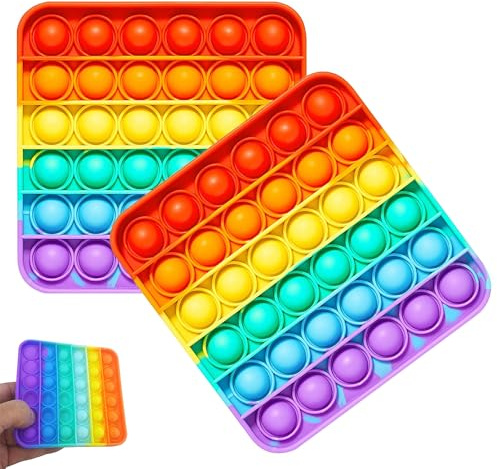 2 PCS Silicone Sensory Fidget Toy For Kids And Adults, fidget poppers for toddlers, for Gifts & Parties Adhd Stress & Anxiety Relief Toy Squeeze Toddler Toy(Square)