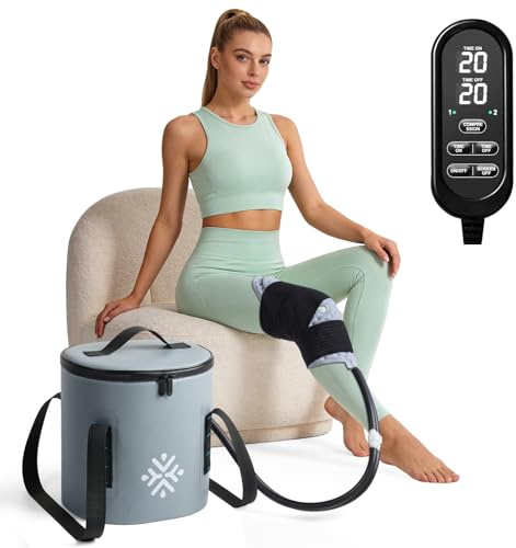 aero bear Ice Machine for Knee After Surgery w/Compression, Cold Therapy Machine for Hip Replacement, Cryo Cuff Wrap Pack for Shoulder Recovery, Cold Cooler Water System(Gray)