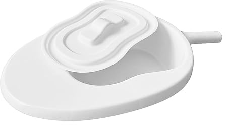 JAYIOLA Erwachsenen Bettpfanne mit Griff Und Deckel Tragbare Toilettenschüssel für Männer Und Frauen Ergonomisch Geformtes Pp Material Leicht zu Reinigen für, Weiß