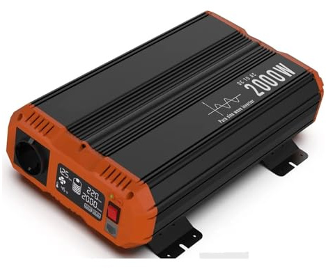 Onduleur Onduleur Sinusoïdal Pur 12 V À 220 V 5000 W Transformateur Voiture Prise UE Écran LCD Télécommande pour Camping-Cars Transformateur(12V,2000W)