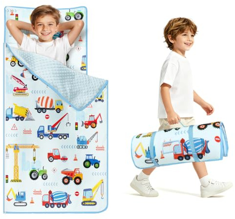 Sac de Couchage pour Enfants avec Oreiller Amovible et Couverture 150*60cm | Tapis de Sieste Pliable pour Filles et Garçons Voyage Camping Ecole Garderie