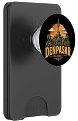 Vintage Denpasar Indonesia Travel Souvenir Landmark Gift PopSockets PopWallet for MagSafe