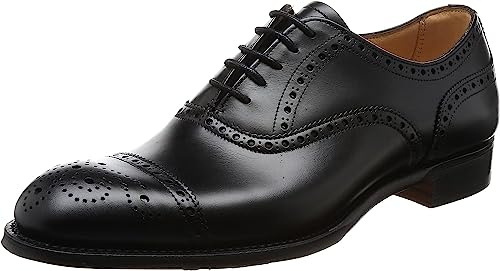 CHINEY WILFRED Men's Semi-Brogue, Black, US Men's Size 8.5 (26.0 cm)