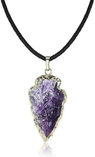 COAI Unisex Halskette Druzy Anhänger aus Edelstein Lederkordel