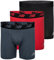 New Balance Men's 6 Boxer Brief Trunk Underpants Fly Front with Pouch Underwear 3-Pack, Black/Team Red/Thunder, Small