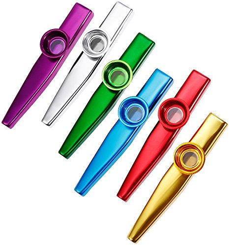 Anpro 6 Stück Kazoo Kazoo Set aus Metall 6 Kazoo Membran Metallkazoo Musik in 6 Farben, EINWEG
