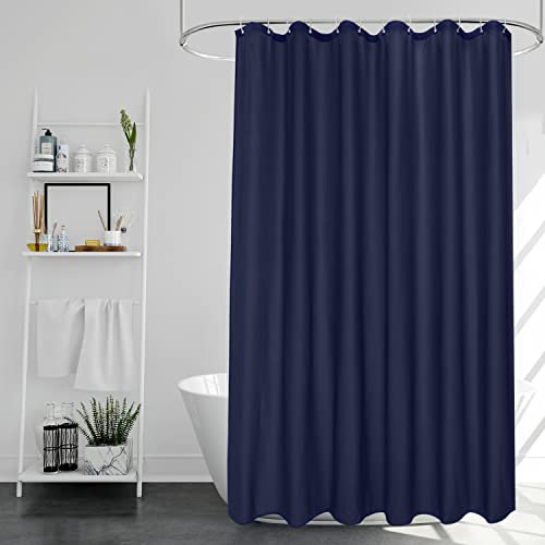 EurCross Extra Long Waterproof Shower Curtain for Wet-room 180x210cm Drop, Weighted Hem Navy Blue Fabric Shower Curtain Mould Proof Resistant