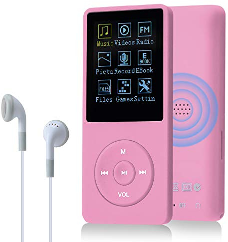 COVVY 8GB Tragbare MP3 Musik Player, Support bis zu 64GB SD Speicherkarte, Lossless Sound HiFi MP3 Player, Music/Video/Sprachaufnahme/FM Radio/E-Book Reader/Fotobetrachter(8G, Rosa)