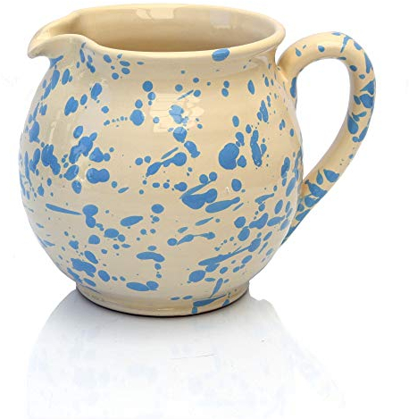 Colì, Brocca Bombata 15 cm Serie Screziati Celeste, Brocca Acqua, Brocca Vino, Brocca e Caraffe da Tavola, Brocca Terracotta