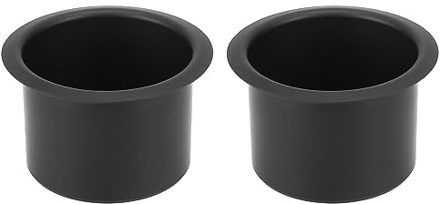 X AUTOHAUX 2pcs Aluminum Alloy Bottle Cup Drink Holder Insert Black | for Marine Boats RVs, Replacement drink holder