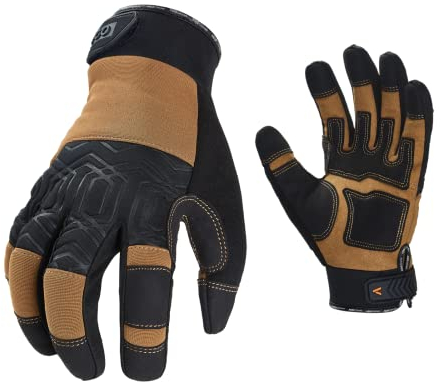 Vgo... 1 par de guantes de trabajo de seguridad, guantes de trabajo de construcción, guantes de jardinería, de trabajo ligero y medio (SL7716)