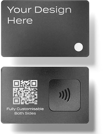 Full Custom Metal Card Metal Card Digital Visitenkarte - Premium NFC Smart Card NTAG216 [Laser Graviert - Doppelseitig - Silber]